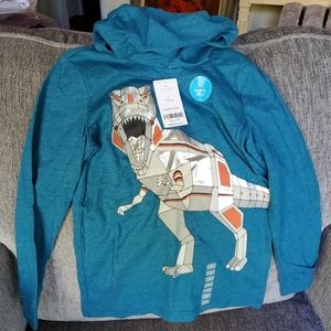 Metal t-rex hooded long sleeve t-shirt